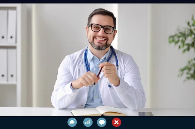 a doctor inside of a video screen